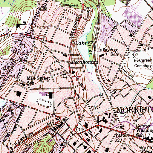 Topographic Map of Morristown Fire Department, NJ
