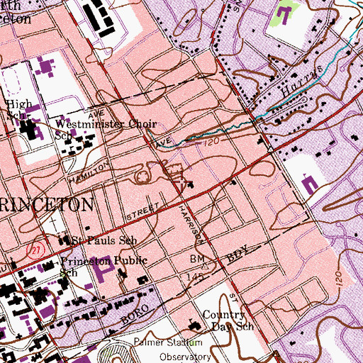 Topographic Map of Princeton Hook and Ladder Company, NJ