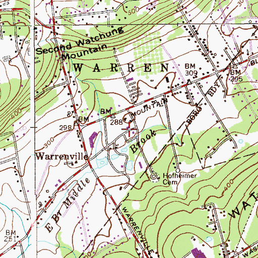 Topographic Map of Warren Township Rescue Squad, NJ