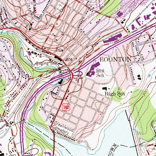 Topographic Map of Boonton Fire Department, NJ