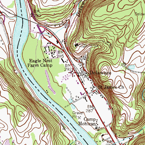 Topographic Map of Knowlton Township Fire and Rescue Company 1, NJ