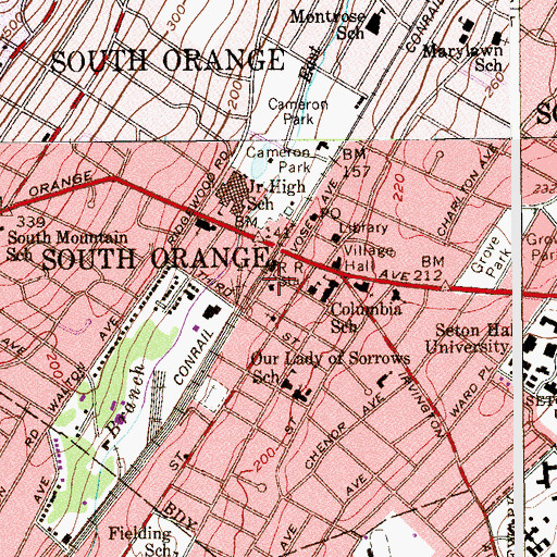 Topographic Map of South Orange Fire Department, NJ