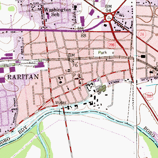 Topographic Map of Raritan Fire Prevention Bureau, NJ