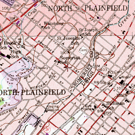Topographic Map of North Plainfield Fire Department, NJ