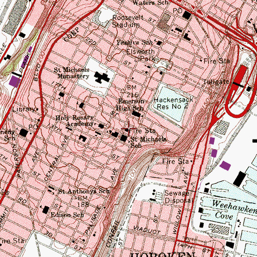 Topographic Map of North Hudson Regional Fire / Rescue Station, NJ