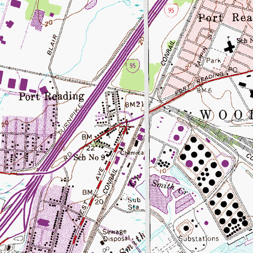 Topographic Map of Port Reading Fire Department, NJ