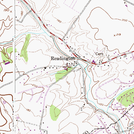 Topographic Map of Readington Volunteer Fire Company Station 32, NJ