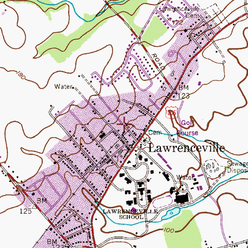 Topographic Map of Lawrenceville Fire Company, NJ