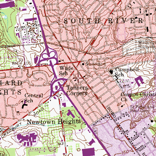Topographic Map of East Brunswick Independent Fire Company Fire District 2 Willow Street Station 810, NJ
