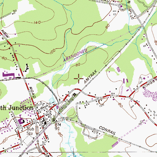 Topographic Map of Monmouth Junction Volunteer Fire Department Station 20, NJ