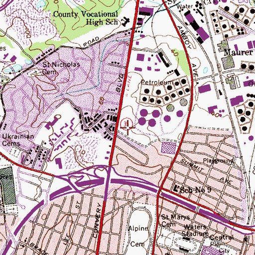 Topographic Map of Perth Amboy Fire Department Station 2, NJ