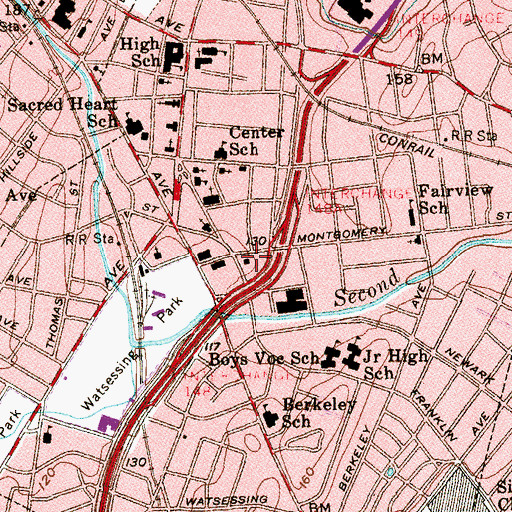 Topographic Map of Bloomfield Fire Department, NJ
