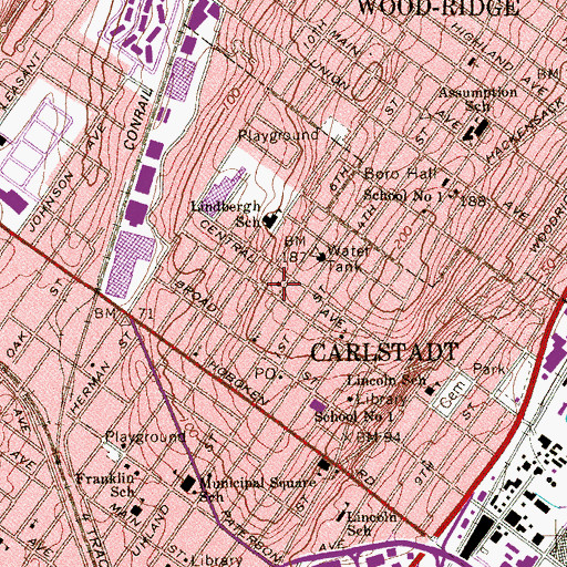 Topographic Map of Carlstadt Fire Department Headquarters, NJ