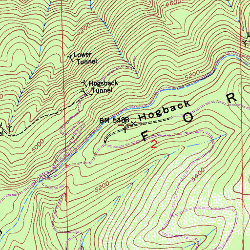 Topographic Map of Hogback, CA