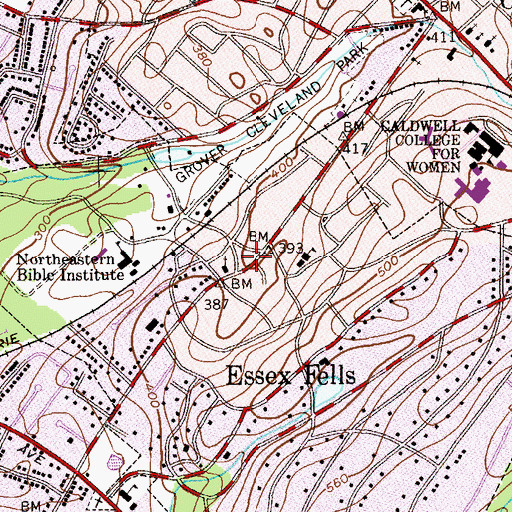 Topographic Map of Essex Fells Fire Department, NJ