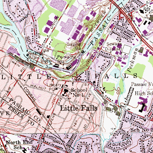 Topographic Map of Little Falls Division of Fire Company 2, NJ