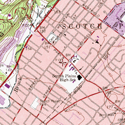 Topographic Map of Scotch Plains Fire Department Station 1, NJ