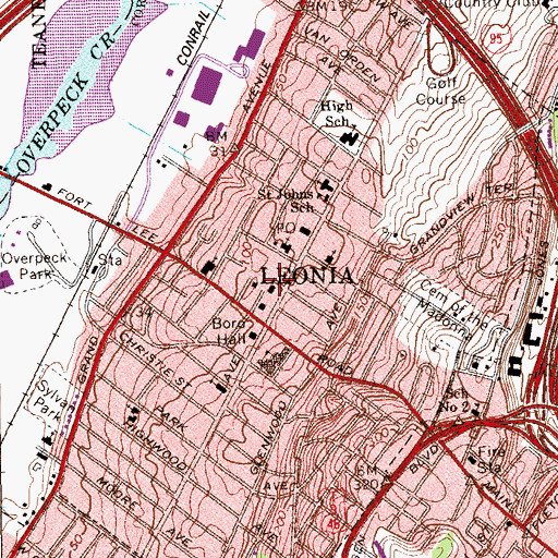 Topographic Map of Leonia Fire Department, NJ