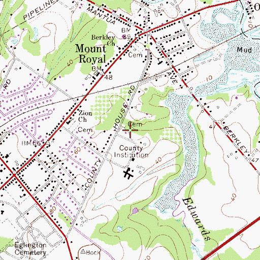 Topographic Map of Gloucester County Fire Academy, NJ