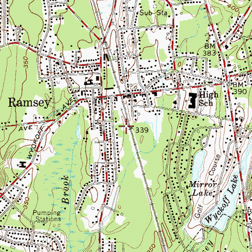 Topographic Map of Ramsey Volunteer Fire Department Westside, NJ