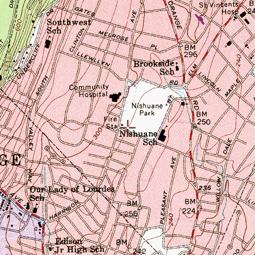 Topographic Map of Montclair Fire Department Station 3, NJ