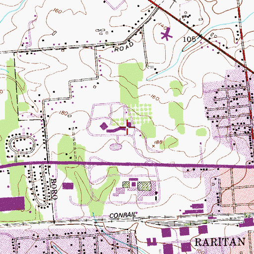 Topographic Map of Somerset County District Raritan Campus Emergency Service, NJ