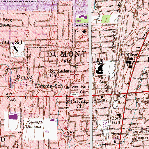 Topographic Map of Dumont Fire Department Company 2, NJ