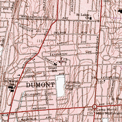 Topographic Map of Dumont Fire Department Engine 3 / Rescue 3, NJ