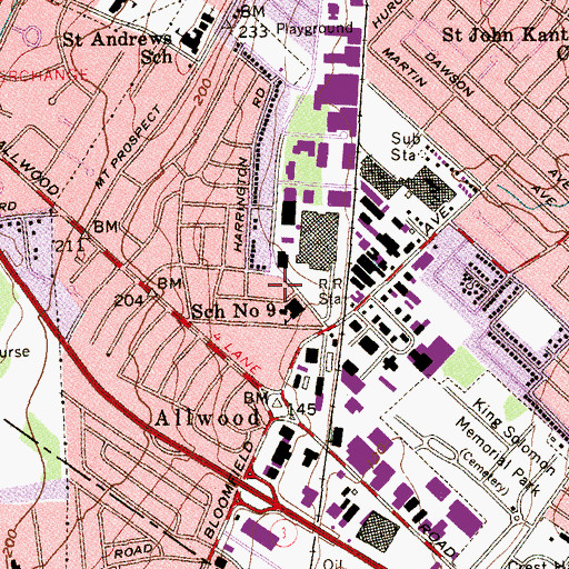 Topographic Map of Clifton Fire Department Engine 5, NJ