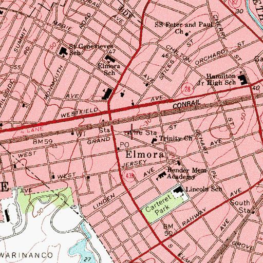 Topographic Map of Elizabeth Fire Department Station 8, NJ