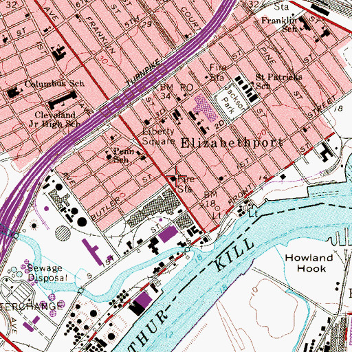 Topographic Map of Elizabeth Fire Department Station 5, NJ