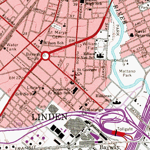 Topographic Map of Elizabeth Fire Department Station 2, NJ