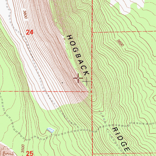 Topographic Map of Hogback Ridge, CA