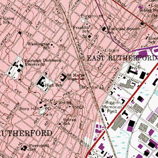 Topographic Map of Rutherford Ambulance Corporation, NJ