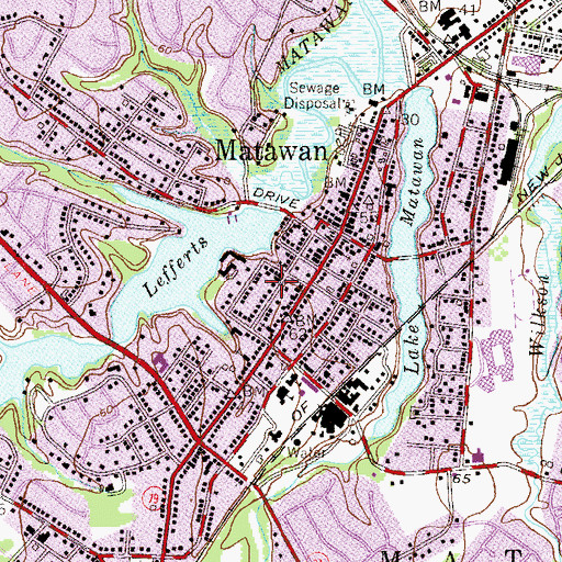 Topographic Map of Matawan Fire Department - Washington Engine Company, NJ