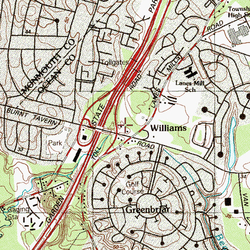 Topographic Map of Brick Township Fire Department Herbertsville Fire Company Station 24 - 1, NJ