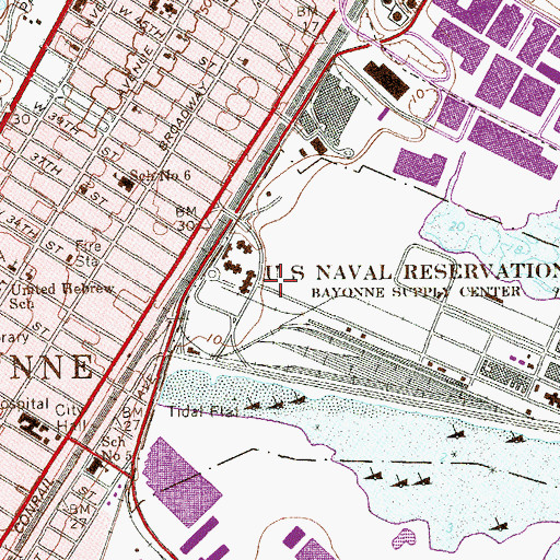 Topographic Map of Bayonne Fire Department Rescue Squad 5 Fire Company 1, NJ