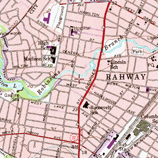 Topographic Map of Rahway Fire Department, NJ