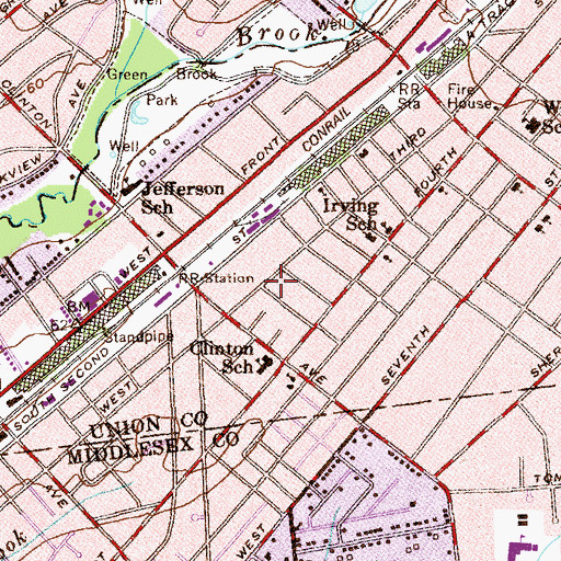 Topographic Map of Plainfield Fire Department Station 3, NJ