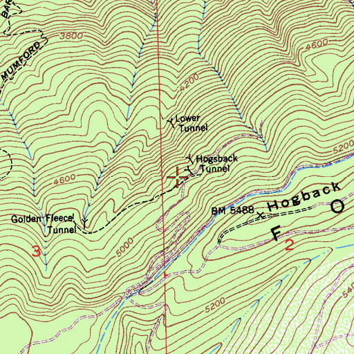 Topographic Map of Hogsback Tunnel, CA