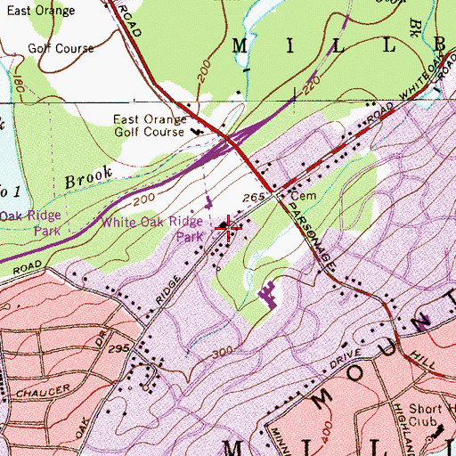 Topographic Map of Millburn Township Fire Department Station 2, NJ