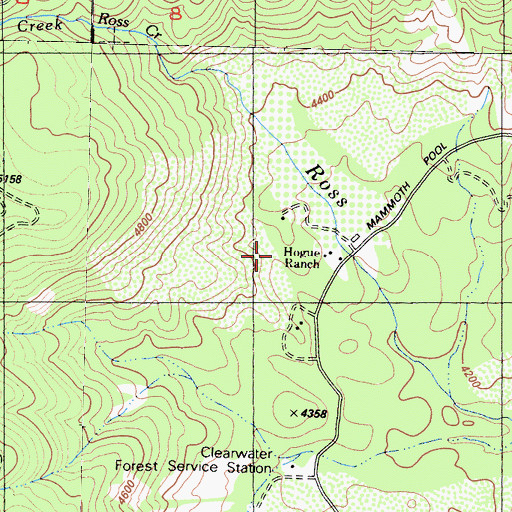 Topographic Map of Hogue Ranch, CA
