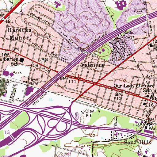 Topographic Map of Edison Division of Fire Station 3, NJ