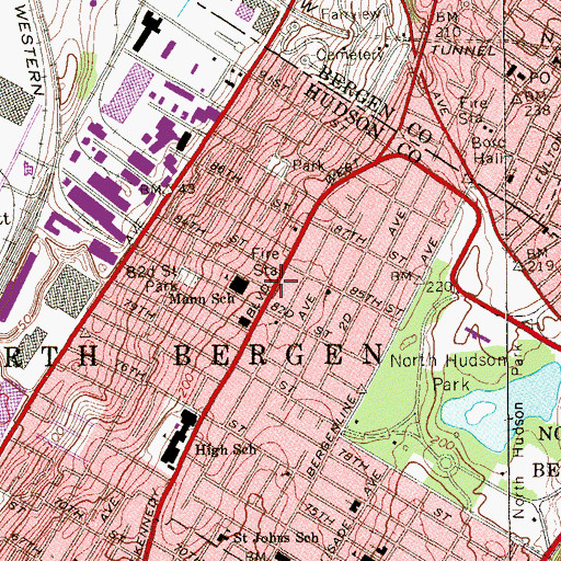 Topographic Map of North Hudson Regional Fire and Rescue Ladder 5, NJ