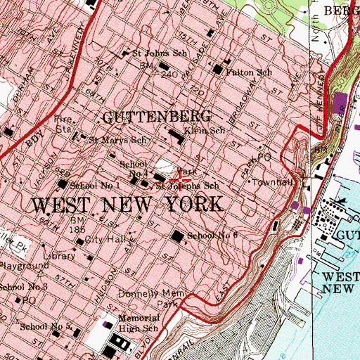 Topographic Map of North Hudson Regional Fire and Rescue Squad 10, NJ