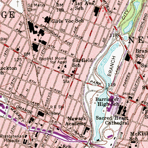 Topographic Map of Newark Fire Department Engine 15, NJ