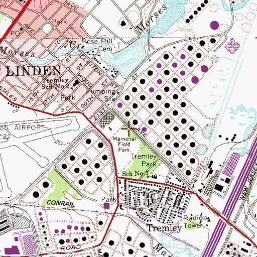 Topographic Map of Linden Fire Department Station 4, NJ