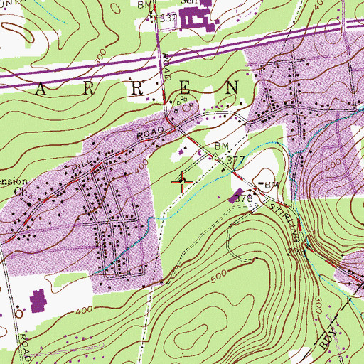 Topographic Map of Warren Township Volunteer Fire Department - Community Fire Company #3, NJ