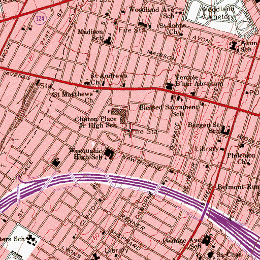 Topographic Map of Newark Fire Department Engine 17, NJ