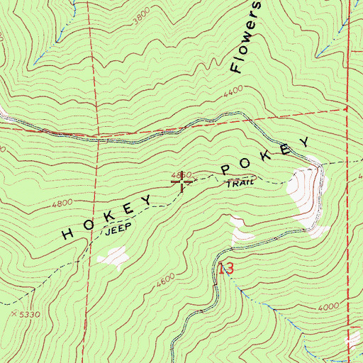 Topographic Map of Hokey Pokey Ridge, CA